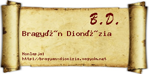 Bragyán Dionízia névjegykártya